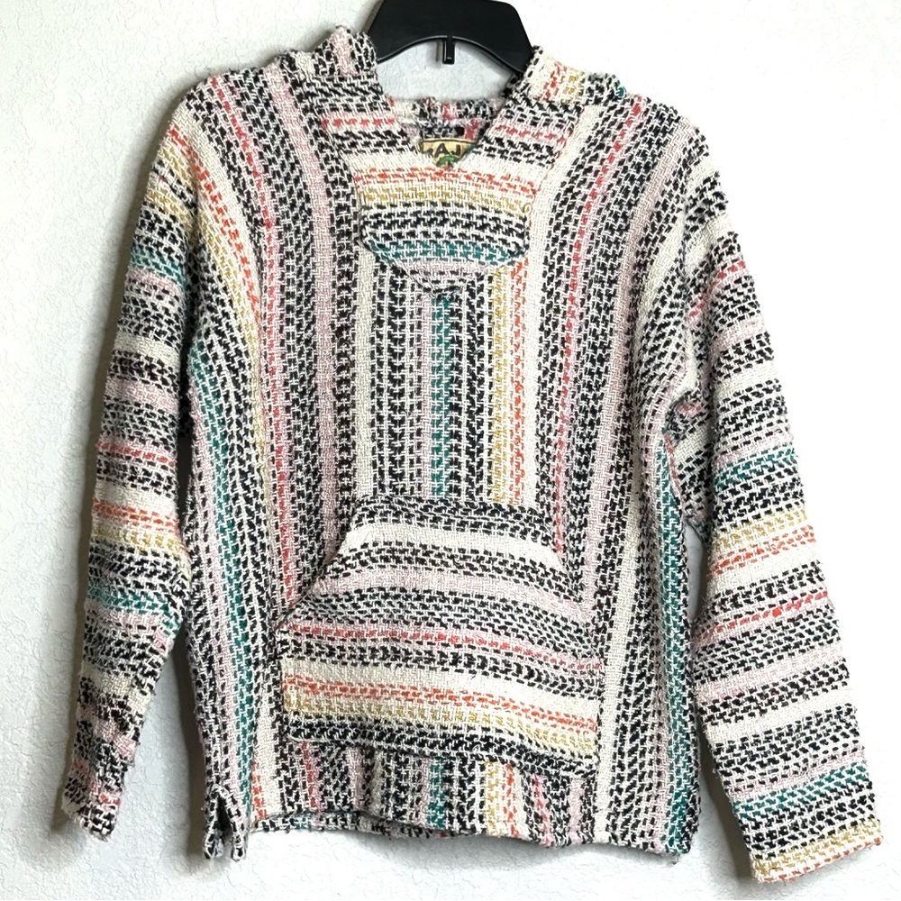 Women BAJA JOE Small Knit Hoodie Pullover Multicolor Sweater - Picture 1 of 13